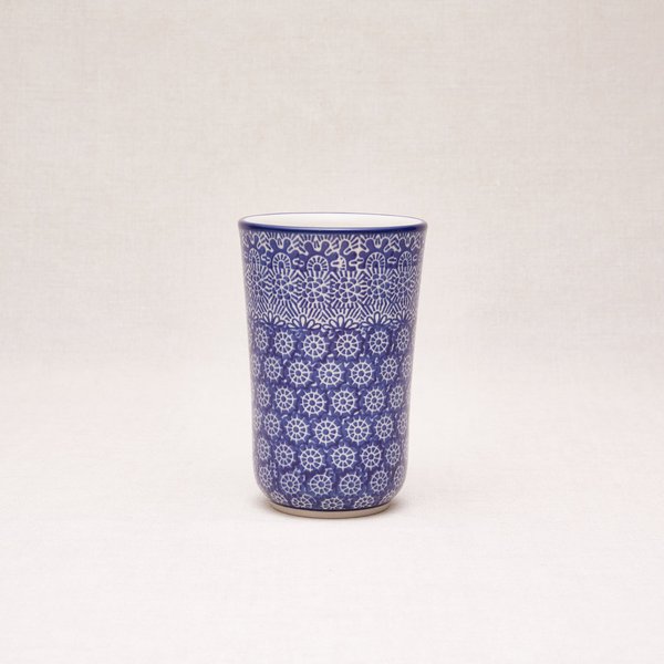 Bunzlauer Keramik Becher ohne Henkel 13 cm hoch, Form 076, Dekor 884x