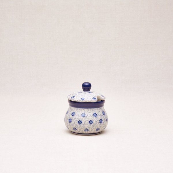 Bunzlauer Keramik Zuckerdose 8 cm hoch, Form 135, Dekor 2068x