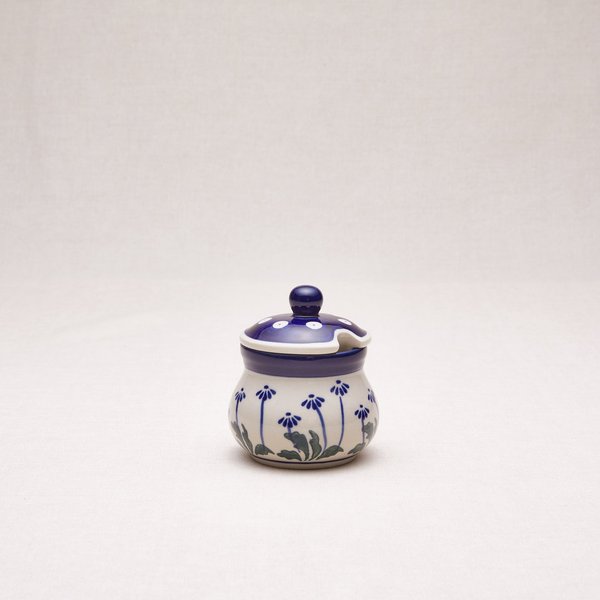 Bunzlauer Keramik Zuckerdose 8 cm hoch, Form 135, Dekor 377Rx