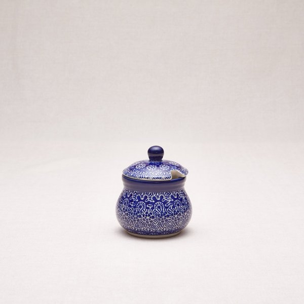 Bunzlauer Keramik Zuckerdose 8 cm hoch, Form 135, Dekor 884x