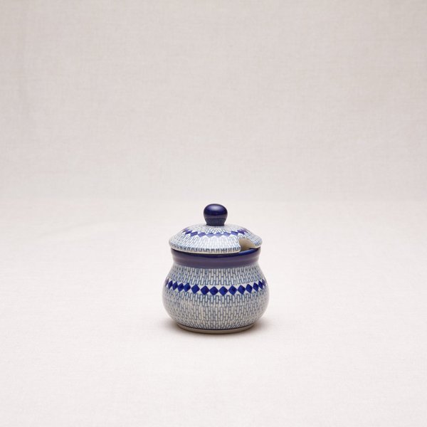 Bunzlauer Keramik Zuckerdose 8 cm hoch, Form 135, Dekor 903Ax