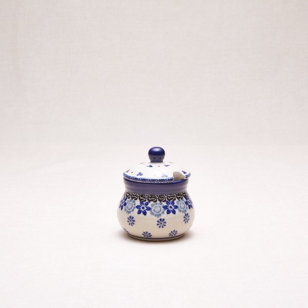 Bunzlauer Keramik Zuckerdose 8 cm hoch, Form 135, Dekor 1829x