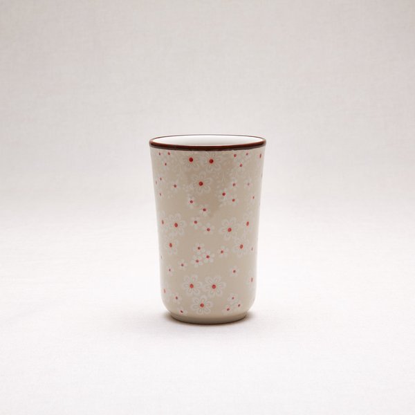 Bunzlauer Keramik Becher ohne Henkel 13 cm hoch, Form 076, Dekor 2542V