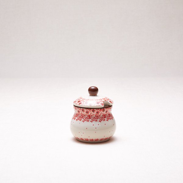 Bunzlauer Keramik Zuckerdose 8 cm hoch, Form 135, Dekor 2574V