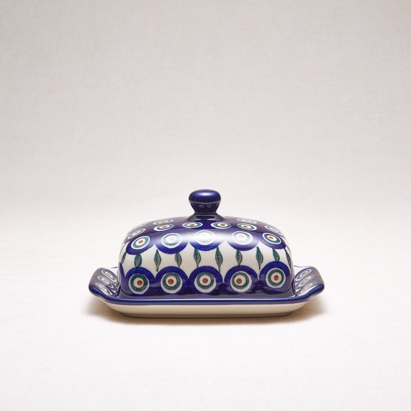 Bunzlauer Keramik Pfauenauge Butterdose, Form 295, Dekor 54x