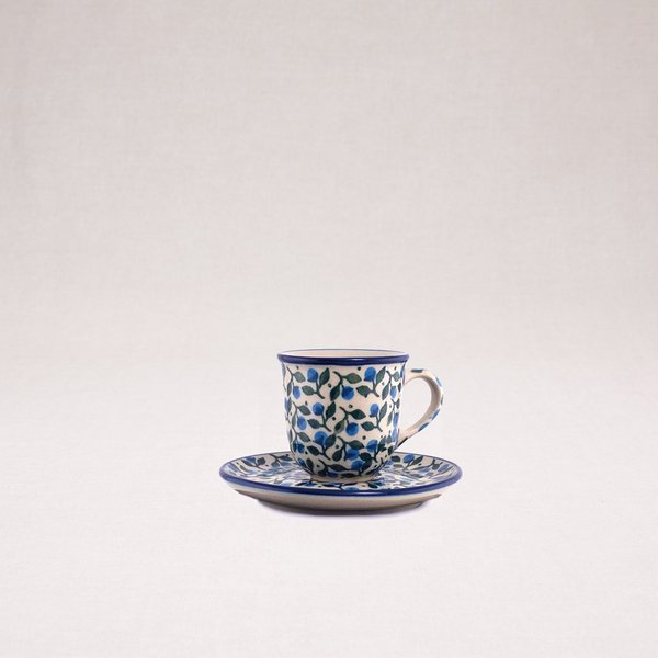 Bunzlauer Keramik Espressotasse und Untertasse, Form B10, Dekor 1658x