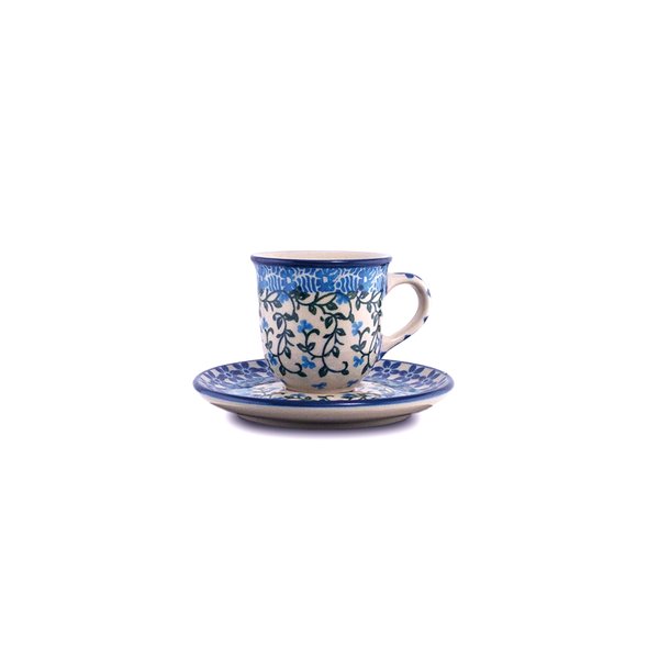 Bunzlauer Keramik Espressotasse und Untertasse, Form B10, Dekor 1821x