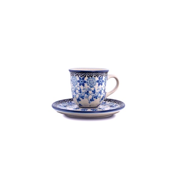 Bunzlauer Keramik Espressotasse und Untertasse, Form B10, Dekor 1829x