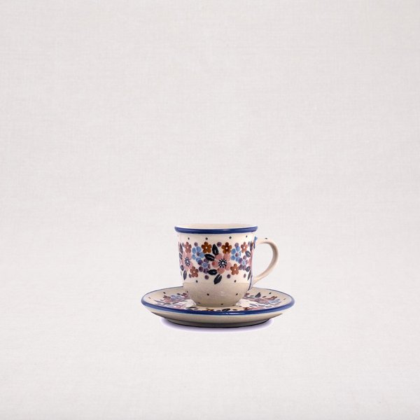 Bunzlauer Keramik Espressotasse und Untertasse, Form B10, Dekor 2067x