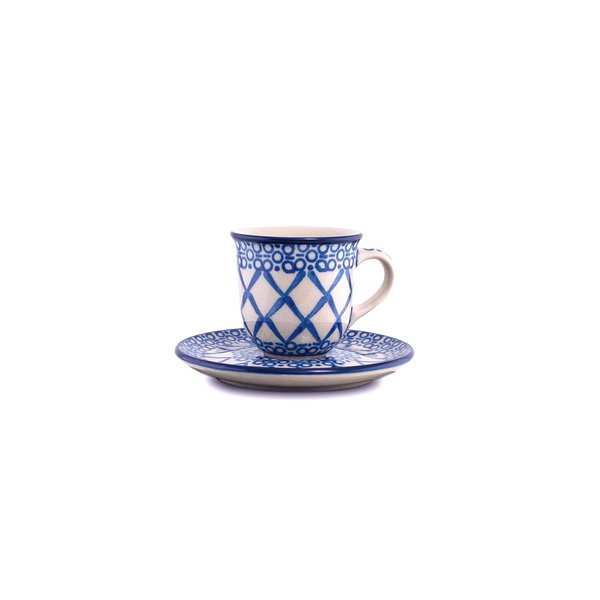Bunzlauer Keramik Espressotasse und Untertasse, Form B10, Dekor 40x