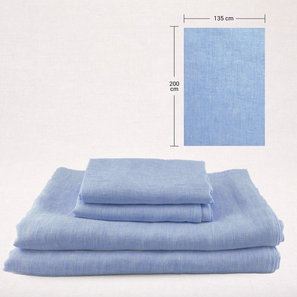 Leinenbettwäsche Bettbezug 135x200cm Blau+Weiss fein gestreift