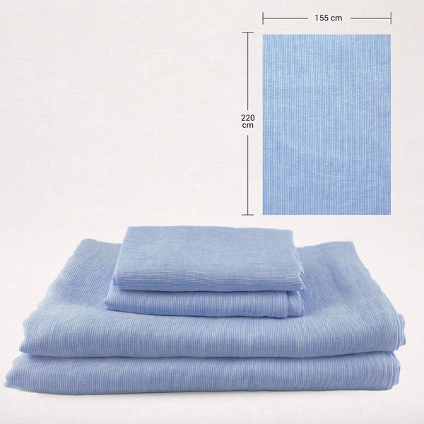 Leinenbettwäsche Bettbezug 155x220cm Blau+Weiss fein gestreift