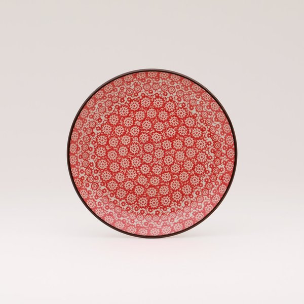 Bunzlauer Keramik Frühstücksteller 20 cm Durchmesser, Form 086, Dekor 2691V