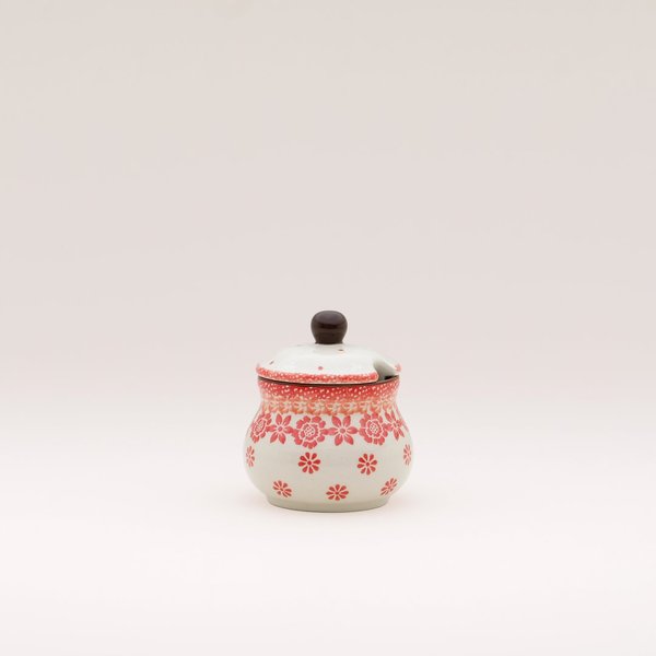 Bunzlauer Keramik Zuckerdose 8 cm hoch, Form 135, Dekor 2729V