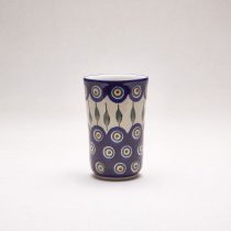 Bunzlauer Keramik Pfauenauge Becher ohne Henkel 13 cm hoch, Form 076, Dekor 54x