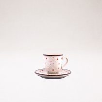 Bunzlauer Keramik Espressotasse und Untertasse, Form B10, Dekor 2542v
