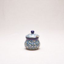 Bunzlauer Keramik Zuckerdose 8 cm hoch, Form 135, Dekor 1658x