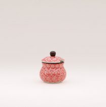 Bunzlauer Keramik Zuckerdose 8 cm hoch, Form 135, Dekor 2691V
