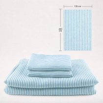 Leinenbettwäsche Bettbezug 135x200cm Weiss breit +Blau