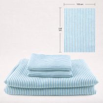 Leinenbettwäsche Bettbezug 155x220cm Weiss breit +Blau